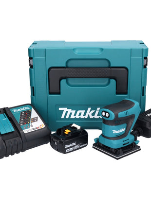 Makita DBO 480 RM1J Akumulatorowa szlifierka oscylacyjna 18 V 112 x 102 mm + 1x akumulator 4,0 Ah + ładowarka + Makpac