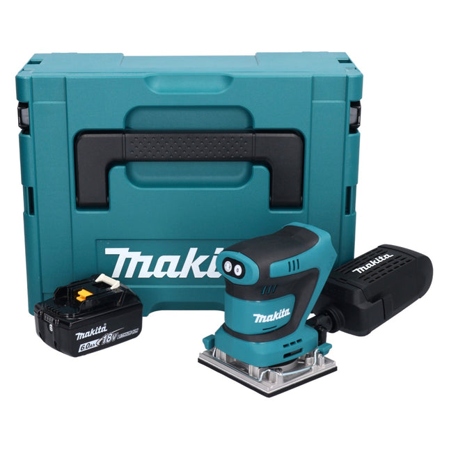 Makita DBO482G1J Lijadora vibratoria sin cable 112x102mm 18V + 1x Batería 6.0Ah + Maletín Makpac - sin cargador