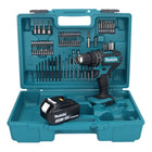 Makita DHP 482 F1X1 Perceuse-visseuse à percussion sans fil 18 V + 1x Batterie 3,0 Ah + kit d'accessoires - 74 pièces + Coffret - sans chargeur