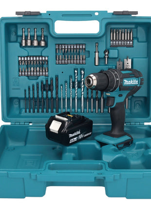 Makita DHP 482 G1X1 Akku Schlagbohrschrauber 18 V + 1x Akku 6,0 Ah + 74 tlg. Zubehörset + Koffer - ohne Ladegerät