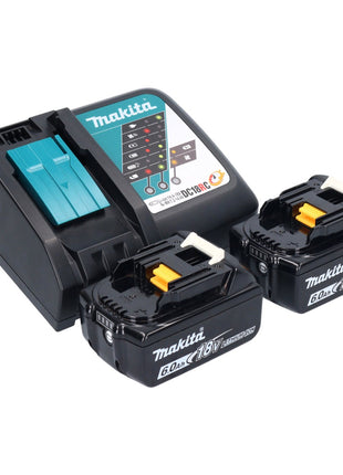 Makita DHP 482 RGX1 Perceuse-visseuse à percussion sans fil 18 V + 2x Batteries 6,0 Ah + Chargeur + kit d'accessoires - 74 pièces + Mallette