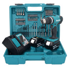 Taladro percutor inalámbrico Makita DHP 453 RTX1 18 V 42 Nm + 2x baterías 5,0 Ah + cargador + set de accesorios 74 piezas + estuche