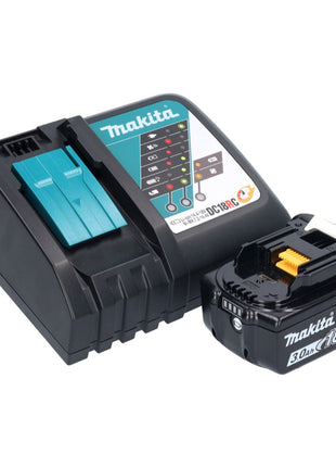 Makita DHP 484 RF1X1W Taladro percutor inalámbrico 18 V 54 Nm sin escobillas blanco + 1x batería 3,0 Ah + cargador + set de accesorios 74 piezas + estuche