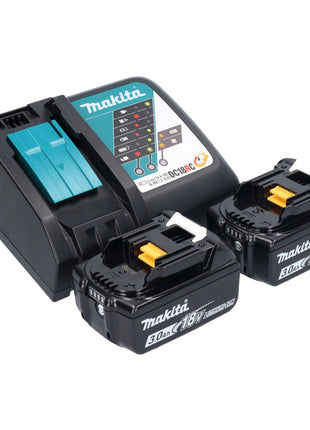 Makita DHP 484 RFX1W taladro percutor inalámbrico 18 V 54 Nm sin escobillas blanco + 2x baterías 3,0 Ah + cargador + set de accesorios 74 piezas + estuche