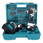 Makita DHP 484 RGX1W Akku Schlagbohrschrauber 18 V 54 Nm Brushless Weiß + 2x Akku 6,0 Ah + Ladegerät + 74 tlg. Zubehörset + Koffer