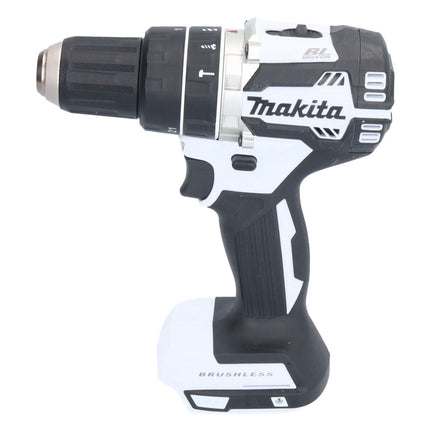 Makita DHP 484 RGX1W Taladro percutor inalámbrico 18 V 54 Nm sin escobillas blanco + 2x baterías 6,0 Ah + cargador + set de accesorios 74 piezas + estuche