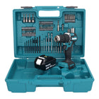 Makita DHP 487 F1X1 18 V Perceuse-visseuse à percussion sans fil 40 Nm brushless + 1x Batterie 3,0 Ah + kit d'accessoires - 74 pièces + Mallette - sans chargeur