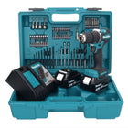 Makita DHP 487 RFX1 18 V Perceuse-visseuse à percussion sans fil 40 Nm sans balai + 2x Batteries 3,0 Ah + Chargeur + kit d'accessoires - 74 pièces + Mallette