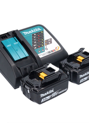 Makita DHP 487 RFX1 18 V Perceuse-visseuse à percussion sans fil 40 Nm sans balai + 2x Batteries 3,0 Ah + Chargeur + kit d'accessoires - 74 pièces + Mallette