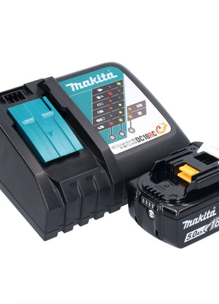 Taladro percutor inalámbrico Makita DHP 487 RT1X1 18 V 40 Nm sin escobillas + 1x batería 5,0 Ah + cargador + set de accesorios 74 piezas + estuche