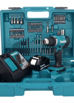 Makita DDF 453 RT1X1 taladro atornillador inalámbrico 18 V 42 Nm + 1x batería 5,0 Ah + cargador + set de accesorios 74 piezas + maletín