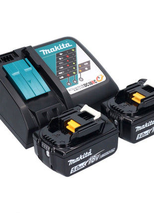 Makita DDF 453 RTX1 taladro atornillador inalámbrico 18 V 42 Nm + 2x baterías 5,0 Ah + cargador + set de accesorios 74 piezas + maletín