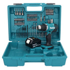 Makita DDF 453 G1X1 taladro atornillador inalámbrico 18 V 42 Nm + 1x batería 6,0 Ah + set de accesorios 74 piezas + maletín - sin cargador