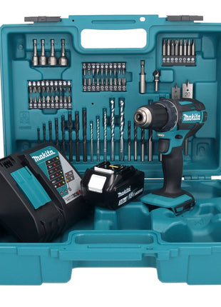 Makita DDF 482 RF1X1 Perceuse-visseuse sans fil 18 V 62 Nm + 1x Batterie 3,0 Ah + Chargeur + kit d'accessoires - 74 pièces + Mallette