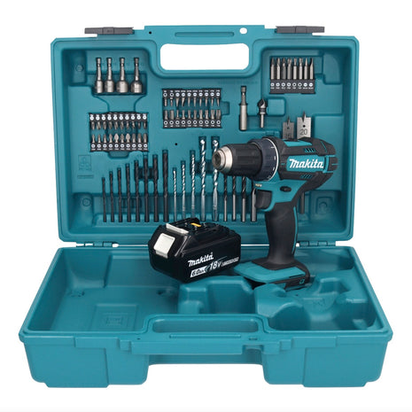 Makita DDF 482 G1X1 Perceuse-visseuse sans fil 18 V 62 Nm + 1x Batterie 6,0 Ah + kit d'accessoires - 74 pièces + Mallette - sans chargeur