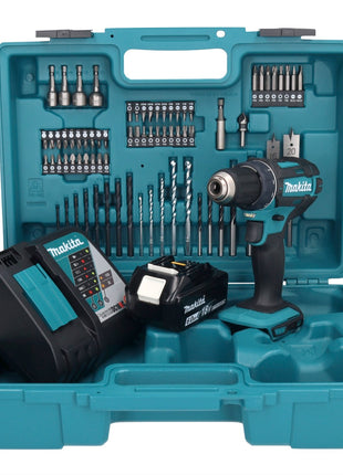 Makita DDF 482 RG1X1 Perceuse-visseuse sans fil 18 V 62 Nm + 1x Batterie 6,0 Ah + Chargeur + kit d'accessoires - 74 pièces + Mallette