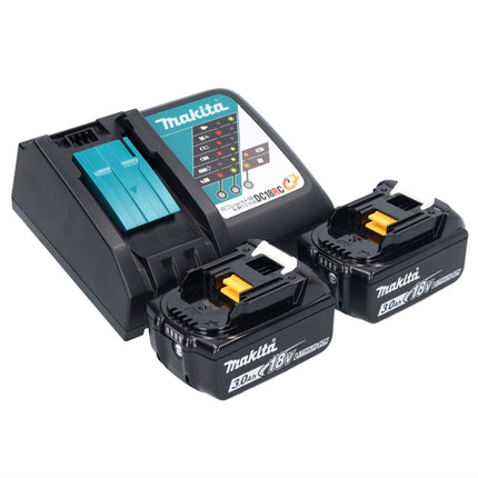 Makita DDF 485 RFX1 taladro atornillador inalámbrico 18 V 50 Nm sin escobillas + 2 baterías 3,0 Ah + cargador + set de accesorios 74 piezas + maletín