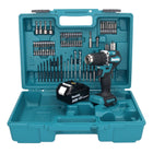 Makita DDF 487 F1X1 taladro atornillador inalámbrico 18 V 40 Nm sin escobillas + 1x batería 3,0 Ah + juego de accesorios 74 piezas + maletín - sin cargador