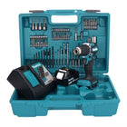 Makita DDF 487 RF1X1 taladro atornillador inalámbrico 18 V 40 Nm sin escobillas + 1x batería 3,0 Ah + cargador + set de accesorios 74 piezas + estuche