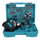 Makita DDF 487 RG1X1 taladro atornillador inalámbrico 18 V 40 Nm sin escobillas + 1x batería 6,0 Ah + cargador + set de accesorios 74 piezas + estuche