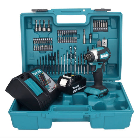 Makita DTD 153 RG1X1 clé à chocs sans fil 18 V 170 Nm 1/4" sans balais + 1x batterie 6,0 Ah + chargeur + jeu d'accessoires 74 pièces + mallette