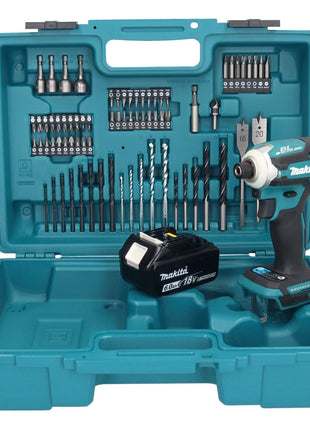 Makita DTD 171 G1X1 clé à chocs sans fil 18 V 180 Nm 1/4" sans balais + 1x batterie 6,0 Ah + jeu d'accessoires 74 pièces + mallette - sans chargeur