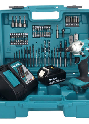 Makita DTD156RG1X1 Visseuse à percussion sans fil 155Nm 18V 1/4" + 1x Batterie 6,0Ah + Chargeur + Coffret + Set d'accessoires, 74 pcs.