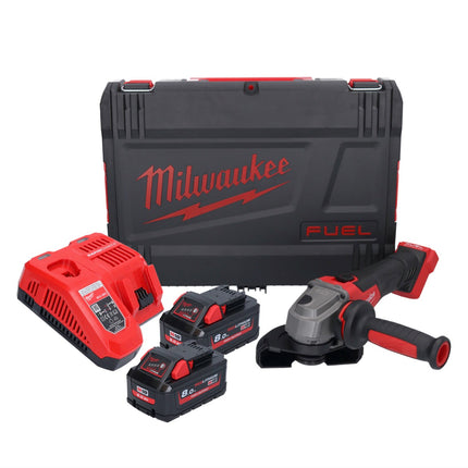 Amoladora angular a batería Milwaukee M18 FSAG125X-802X 18 V 125 mm sin escobillas + 2x baterías 8,0 Ah + cargador + caja HD