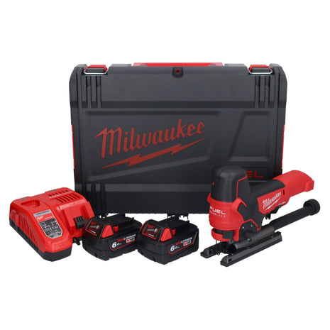 Sierra de calar a batería Milwaukee M18 FBJS-602X 18 V sin escobillas + 2x baterías 6,0 Ah + cargador + caja HD