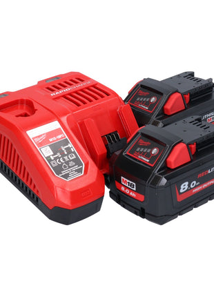 Martillo combinado a batería Milwaukee M18 CHX-802 18 V 2,5 J SDS plus sin escobillas + 2x baterías 8,0 Ah + cargador