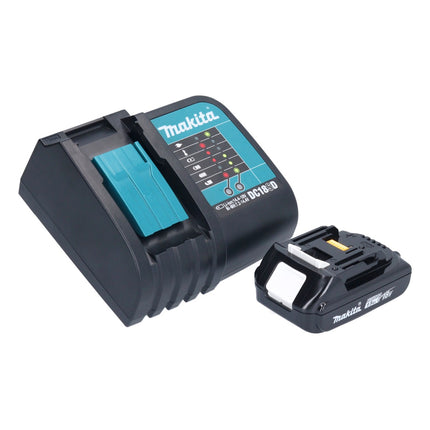 Makita DHP 484 SY1X1W taladro percutor inalámbrico 18 V 54 Nm sin escobillas blanco + 1x batería 1,5 Ah + cargador + set de accesorios 74 piezas + estuche