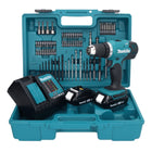 Makita DDF 453 SYX1 taladro atornillador inalámbrico 18 V 42 Nm + 2x baterías 1,5 Ah + cargador + set de accesorios 74 piezas + maletín