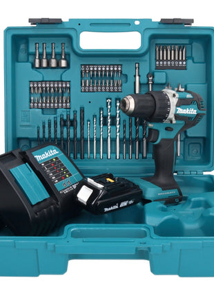 Makita DDF 484 SY1X1 perceuse-visseuse sans fil 18 V 54 Nm + 1x batterie 1,5 Ah + chargeur + jeu d'accessoires 74 pièces + mallette