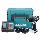 Makita DHP 484 SYJ W akumulatorowa wiertarka udarowa 18 V 54 Nm bezszczotkowa biała + 2x akumulator 1,5 Ah + ładowarka + Makpac