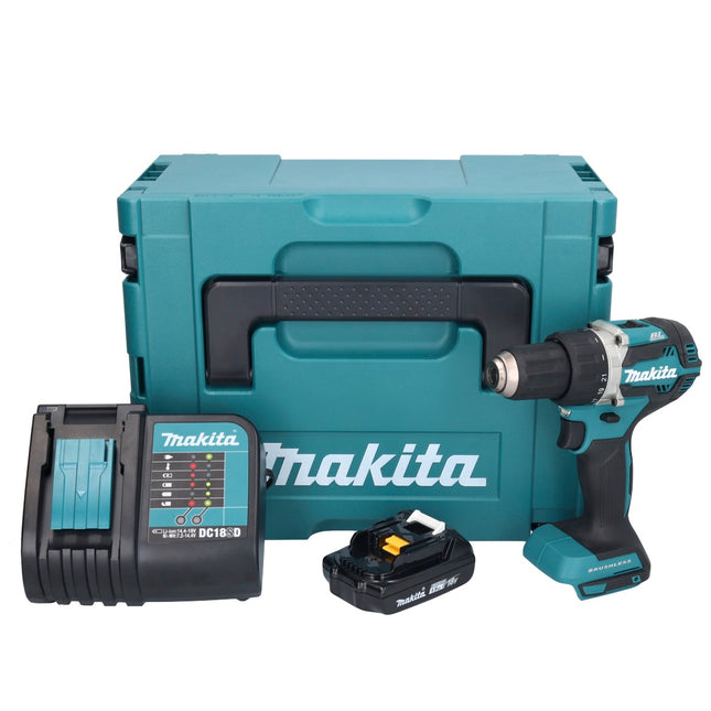 Taladro atornillador a batería Makita DDF 484 SY1J 18 V 54 Nm + 1x batería 1,5 Ah + cargador + Makpac