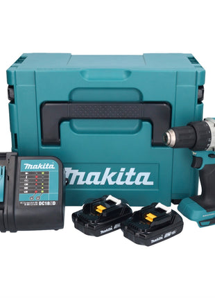 Makita DDF 484 SYJ taladro atornillador inalámbrico 18 V 54 Nm + 2x baterías 1,5 Ah + cargador + Makpac