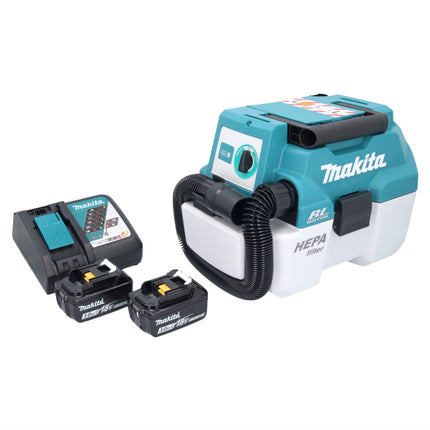 Aspiradora sin cable Makita DVC 750 LRF LXT 18 V 67 mbar 7,5 l sin escobillas + 2x batería recargable 3,0 Ah + cargador