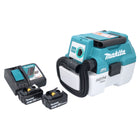 Makita DVC 750 LRF Aspirateur Souffleur sans fil LXT 67mbar 7,5l 18V  Brushless + 2x Batteries 3,0Ah + Chargeur