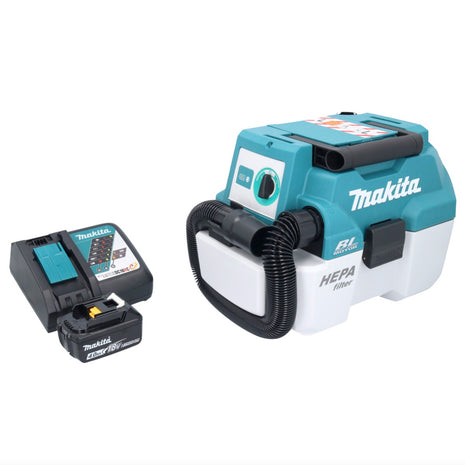 Aspirador de batería Makita DVC 750 LRM1 LXT 18 V 67 mbar 7,5 l sin escobillas + 1x batería 4,0 Ah + cargador