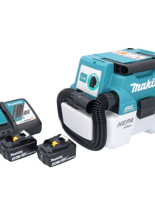 Makita DVC 750 LRM Akku Staubsauger LXT 18 V 67 mbar 7,5 l Brushless + 2x Akku 4,0 Ah + Ladegerät