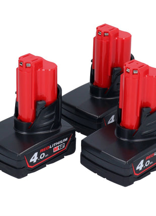 Milwaukee Akku Set 3x M12 B4 12 V 4,0 Ah / 4000 mAh Li-Ion Einschub Akku ( 3x 4932430065 ) - Toolbrothers