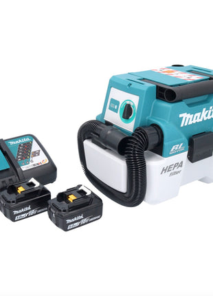 Makita DVC 750 LRT aspirateur sans fil LXT 18 V 67 mbar 7,5 l Brushless + 2x batterie 5,0 Ah + chargeur