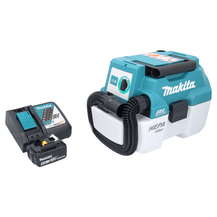 Aspiratore a batteria Makita DVC 750 LRG1 LXT 18 V 67 mbar 7,5 l senza spazzole + 1x batteria ricaricabile 6,0 Ah + caricabatterie