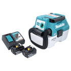 Makita DVC 750 LRG cordless hoover LXT 18 V 67 mbar 7,5 l brushless + 2x battery 6,0 Ah + charger
