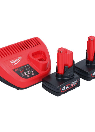 Milwaukee M12 FHT20-402 cortasetos a batería 12 V 20 cm sin escobillas (4933479676) + 2x batería 4,0 Ah + cargador