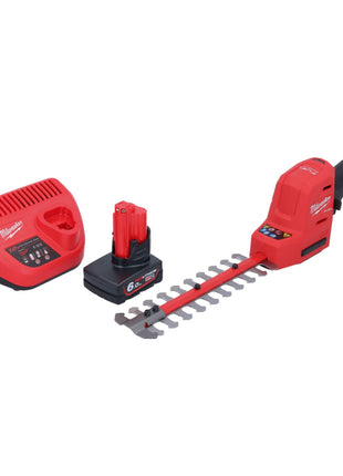 Cisaille à arbustes à batterie Milwaukee M12 FHT20-601 12 V 20 cm sans balai + 1x batterie 6,0 Ah + chargeur