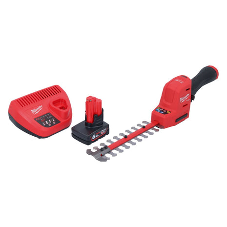 Milwaukee M12 FHT20-601 cortasetos a batería 12 V 20 cm sin escobillas + 1x batería 6,0 Ah + cargador