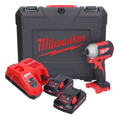 Llave de impacto inalámbrica Milwaukee M18 CBLID-302C 18 V 180 Nm 1/4" sin escobillas + 2x baterías 3.0 Ah + cargador + estuche