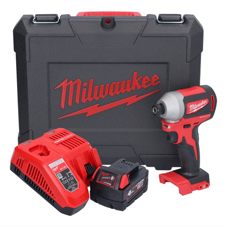 Llave de impacto inalámbrica Milwaukee M18 CBLID-401C 18 V 180 Nm 1/4" sin escobillas + 1x batería 4,0 Ah + cargador + estuche