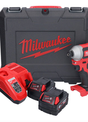 Llave de impacto inalámbrica Milwaukee M18 CBLID-602C 18 V 180 Nm 1/4" sin escobillas + 2x baterías 6,0 Ah + cargador + estuche